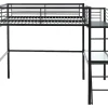 Vente-unique Kinderbed Hoogslaper-Hoogslaper Casual Ii - Bed 140 X 190 Cm - Bureau - Antraciet
