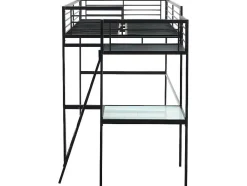 Vente-unique Kinderbed Hoogslaper-Hoogslaper Casual Ii - Bed 140 X 190 Cm - Bureau - Antraciet