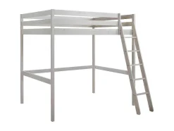 Vente-unique Kinderbed Hoogslaper-Hoogslaper Gedeon - 140 X 190 Cm - Massief Grenen - Gebleekt