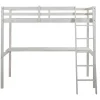 Vente-unique Kinderbed Hoogslaper-Hoogslaper Gedeon - 90 X 190 Cm - Met Bureau - Massief Grenen - Gebleekt