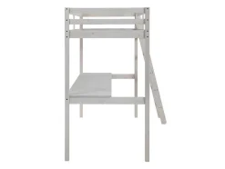 Vente-unique Kinderbed Hoogslaper-Hoogslaper Gedeon - 90 X 190 Cm - Met Bureau - Massief Grenen - Gebleekt