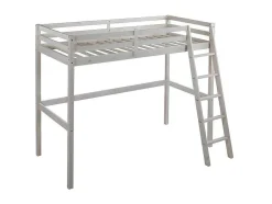 Vente-unique Kinderbed Hoogslaper-Hoogslaper Gedeon Ii - 90 X 190 Cm - Massief Grenen - Gebleekt + Matras