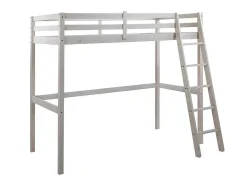 Vente-unique Kinderbed Hoogslaper-Hoogslaper Gedeon Ii - 90 X 190 Cm - Massief Grenen - Gebleekt + Matras
