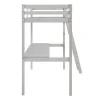 Vente-unique Kinderbed Hoogslaper-Hoogslaper Gedeon Ii - 90 X 190 Cm - Met Bureau - Massief Grenen - Gebleekt + Matras