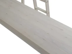Vente-unique Kinderbed Hoogslaper-Hoogslaper Gedeon Ii - 90 X 190 Cm - Met Bureau - Massief Grenen - Gebleekt + Matras