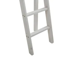 Vente-unique Kinderbed Hoogslaper-Hoogslaper Gedeon Ii - 90 X 190 Cm - Met Bureau - Massief Grenen - Gebleekt + Matras