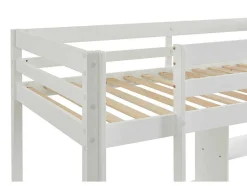 Vente-unique Kinderbed-Hoogslaper Goliath Ii Met Bureau, Bedbank En Opbergruimte - 90 X 200 Cm - Massief Grenen - Gebleekt