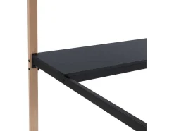 Vente-unique Kinderbed Hoogslaper-Hoogslaper Malicia - 90 X 190 Cm - Met Hoekbureau - Zwart En Eiken