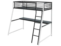 Vente-unique Kinderbed Hoogslaper-Hoogslaper Malicia - Bed 90 X 190 Cm - Ingebouwd Bureau - Zwart En Wit