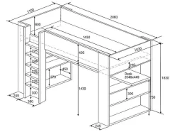 Vente-unique Kinderbed Hoogslaper-Hoogslaper Met Bureau En Opbergruimte - 90 X 200 Cm - Eik En Wit + Matras - Noah Ii