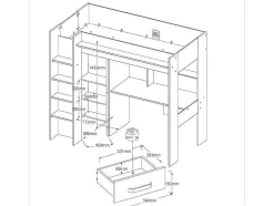 Vente-unique Kinderbed Hoogslaper-Hoogslaper Met Bureau En Kast - 90X200Cm - Naturel En Antraciet - Auckland