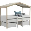Vente-unique Kinderbed-Hutbed Sarosi Met Laden - 90 X 190 Cm - Linden - Wit En Eiken