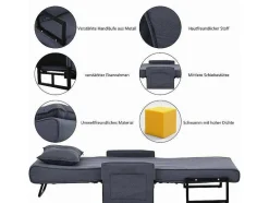 Vente-unique Uitklapbare Fauteuil-3-In-1 Converteerbare Fauteuil In Stof - Grijs