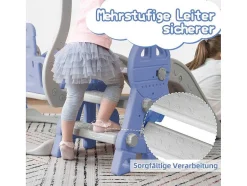 Vente-unique Spel Voor Buiten-4-In-1 Glijbaan Met Schommel En Basketbalstandaard Voor Kinderen, Klimladder, Voor Binnen En Buiten, Blauw