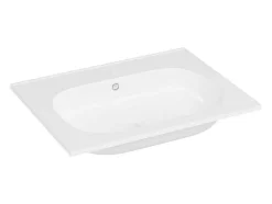 Shower & Design Wastafel-Inbouwwastafel Van Hars Met Steeneffect - Wit - L60 X B46 Cm - Okiwa