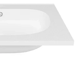 Shower & Design Wastafel-Inbouwwastafel Van Hars Met Steeneffect - Wit - L60 X B46 Cm - Okiwa