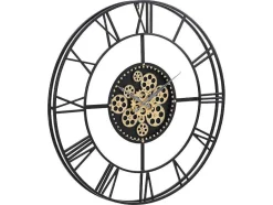 Vente-unique Wandklok-Industriele Wandklok - D80 Cm - Metaal - Zwart En Goudkleurig - Karial
