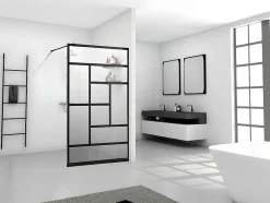 Shower & Design Douchewand-Inloopdouchewand Industriele Stijl Sefana - 140X200 Cm - Zwart