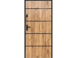 Vente-unique Voordeur-Inox Toegangsdeur H207 X B100 Cm Eik Effect - Rechts - Naxara