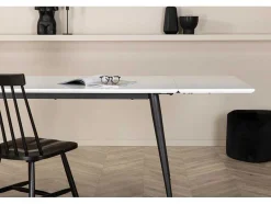 Vente-unique Eettafel-Jimmy Eetkamertafel 90X150/240Cm Met Extra Plaat Hpl Wit.
