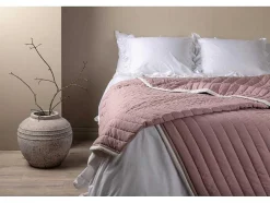 Vente-unique Beddengoed-Juni Sprei 180X260Cm Oudroze, Wit.