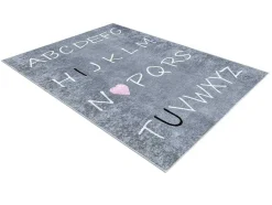 RugsX Kindervloerkleed-Junior 52106.801 Tapijt Wasbaar Alfabet Voor Kinderen Antislip - Grijs 120X170 Cm