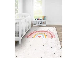 RugsX Kindervloerkleed-Junior 51300.802 Tapijt Wasbaar Regenboog, Stippen Voor Kinderen Antis 160X220 Cm