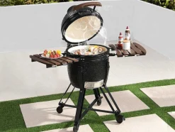 Vente-unique Buitenkeuken-Kamado-Houtskoolbarbecue Van Keramiek En Bamboe 45 X 63 X 105 Cm - Izaki