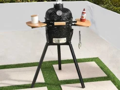 Vente-unique Buitenkeuken-Kamado-Houtskoolbarbecue Van Keramiek En Bamboe 32 X 52 X 94 Cm - Eriko