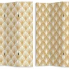 OZAIA Kamerscherm-Kamerscherm Met Art-Decoprint 3 Delen Luxor - Mdf - L.120 X H.180 Cm - Goudkleurig