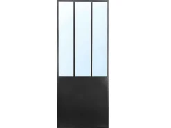 OZAIA Kamerscherm-Kamerscherm Met Spiegel Coventry - Industriele Stijl - Metaal - H180Xl122Cm - Zwart