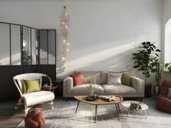 OZAIA Kamerscherm-Kamerscherm Met Spiegel Coventry - Industriele Stijl - Metaal - H180Xl122Cm - Zwart