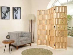 OZAIA Kamerscherm-Kamerscherm Van Rotan Met 3 Luien - L140 X H180 Cm - Naturel - Gideon
