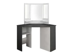 Vente-unique Kaptafels-Kaptafel Charlene - Spiegel Met Ledverlichting En Opbergruimtes - Wit En Grijs