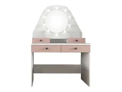 Vente-unique Kaptafels-Kaptafel Gabriela - Spiegel Met Ledverlichting En Opbergruimtes - Wit En Roze