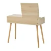ModernLuxe Kaptafels-Kaptafel Met Opbergspiegel, 3 Laden, Meerdere Opbergvakken, Grote Opbergcapaciteit - Naturel (Kruk Niet Inbegrepen)