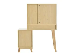 ModernLuxe Kaptafels-Kaptafel Met Spiegel - 4 Open Vakken En 4 Grote Lades - Naturel (Kruk Niet Inbegrepen)