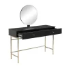 PASCAL MORABITO Kaptafels-Kaptafel Met Spiegel En 2 Lades - Mdf En Staal - Zwart En Goud - Milavia Van