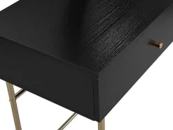 PASCAL MORABITO Kaptafels-Kaptafel Met Spiegel En 2 Lades - Mdf En Staal - Zwart En Goud - Milavia Van