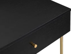 PASCAL MORABITO Kaptafels-Kaptafel Met Spiegel En 2 Lades - Mdf En Staal - Zwart En Goud - Milavia Van