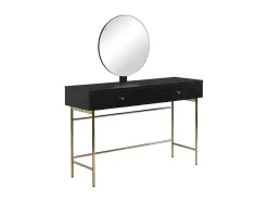 PASCAL MORABITO Kaptafels-Kaptafel Met Spiegel En 2 Lades - Mdf En Staal - Zwart En Goud - Milavia Van