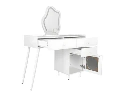 ModernLuxe Kaptafels-Kaptafel Met Spiegel En Led-Verlichting - 2 Lades En Een Uitneembare Kast - Wit (Kruk Niet Inbegrepen)