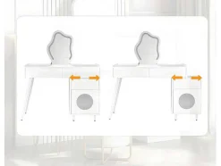 ModernLuxe Kaptafels-Kaptafel Met Spiegel En Led-Verlichting - 2 Lades En Een Uitneembare Kast - Wit (Kruk Niet Inbegrepen)