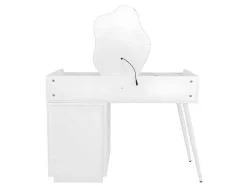 ModernLuxe Kaptafels-Kaptafel Met Spiegel En Led-Verlichting - 2 Lades En Een Uitneembare Kast - Wit (Kruk Niet Inbegrepen)