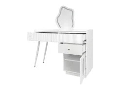 ModernLuxe Kaptafels-Kaptafel Met Spiegel En Led-Verlichting - 2 Lades En Een Uitneembare Kast - Wit (Kruk Niet Inbegrepen)