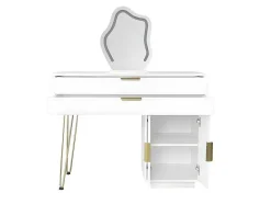 ModernLuxe Kaptafels-Kaptafel Met Spiegel En Led-Verlichting - 2 Lades En Een Uitneembare Kast - Wit (Kruk Niet Inbegrepen)