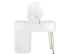 ModernLuxe Kaptafels-Kaptafel Met Spiegel En Led-Verlichting - 2 Lades En Een Uitneembare Kast - Wit (Kruk Niet Inbegrepen)