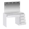 Vente-unique Kaptafels-Kaptafel Met Spiegel En Ledverlichting - 5 Lades - Glanzend Wit - Jenemi