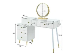 ModernLuxe Kaptafels-Kaptafel Met Spiegel En Led-Verlichting - 2 Lades En Een Uitneembare Kast - Wit (Kruk Niet Inbegrepen)