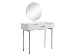 PASCAL MORABITO Kaptafels-Kaptafel Met Spiegel En Lade - Mdf En Metaal - Wit Gelakt En Goudkleurig - Vonali Van